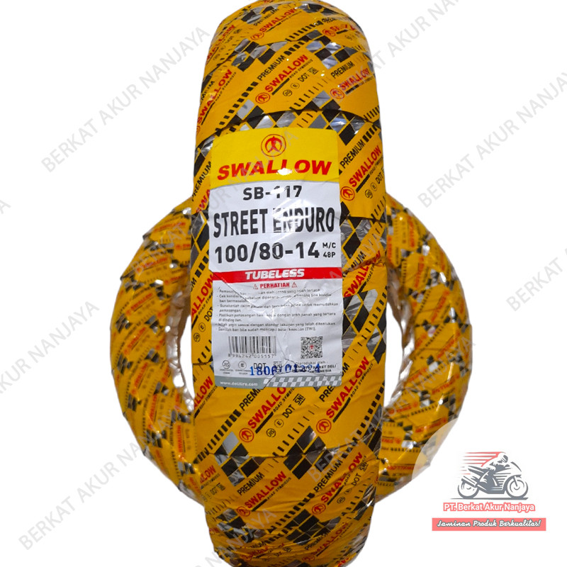 Swallow (TUBELLES) 100 80 - 14 Ban Motor Swallow Tipe Street Enduro SB117 Free Pentil