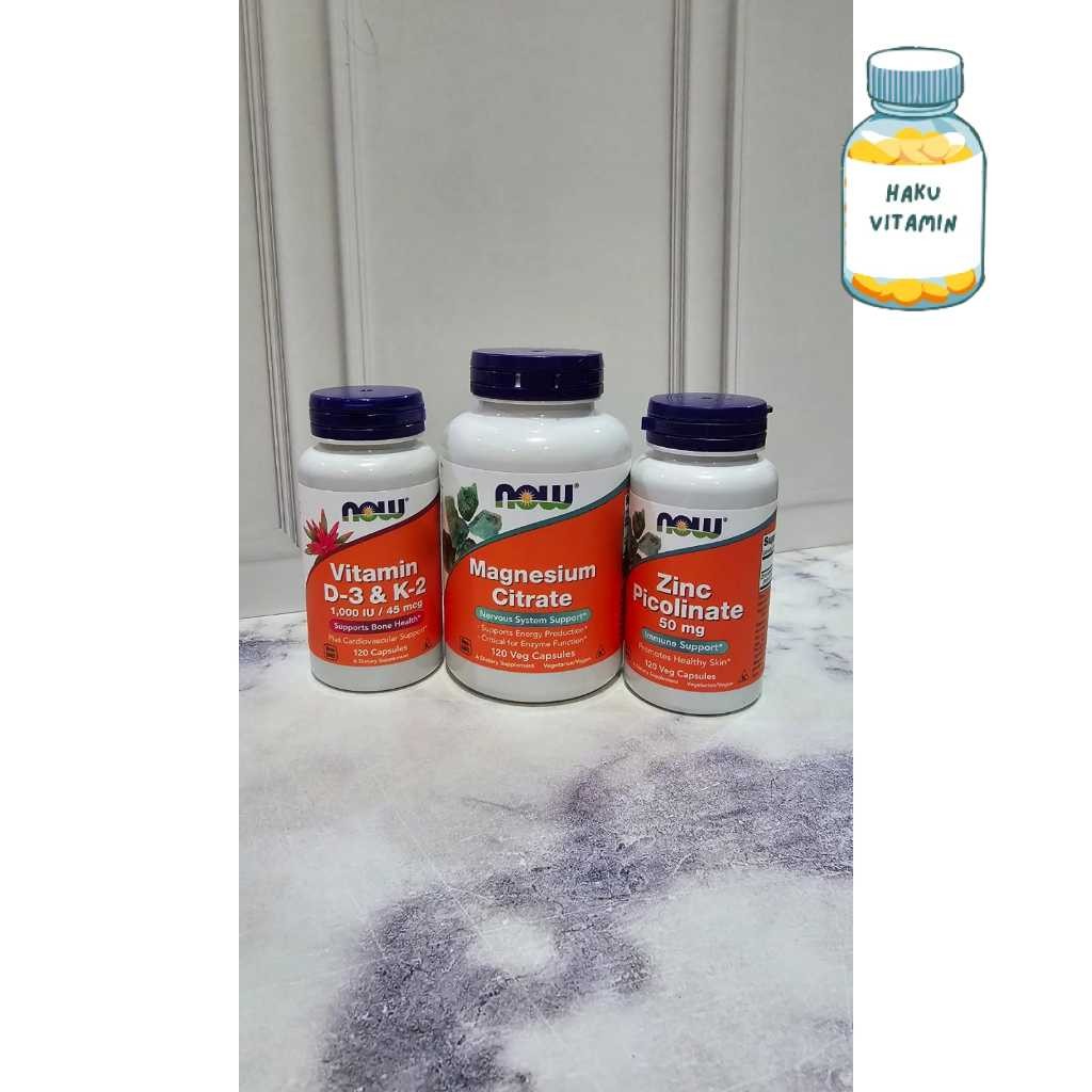 Quatro Formula NOW Vitamin d3 k2 magnesium citrate zinc isi 120 100% ORIGINAL USA | HAKU VITAMIN