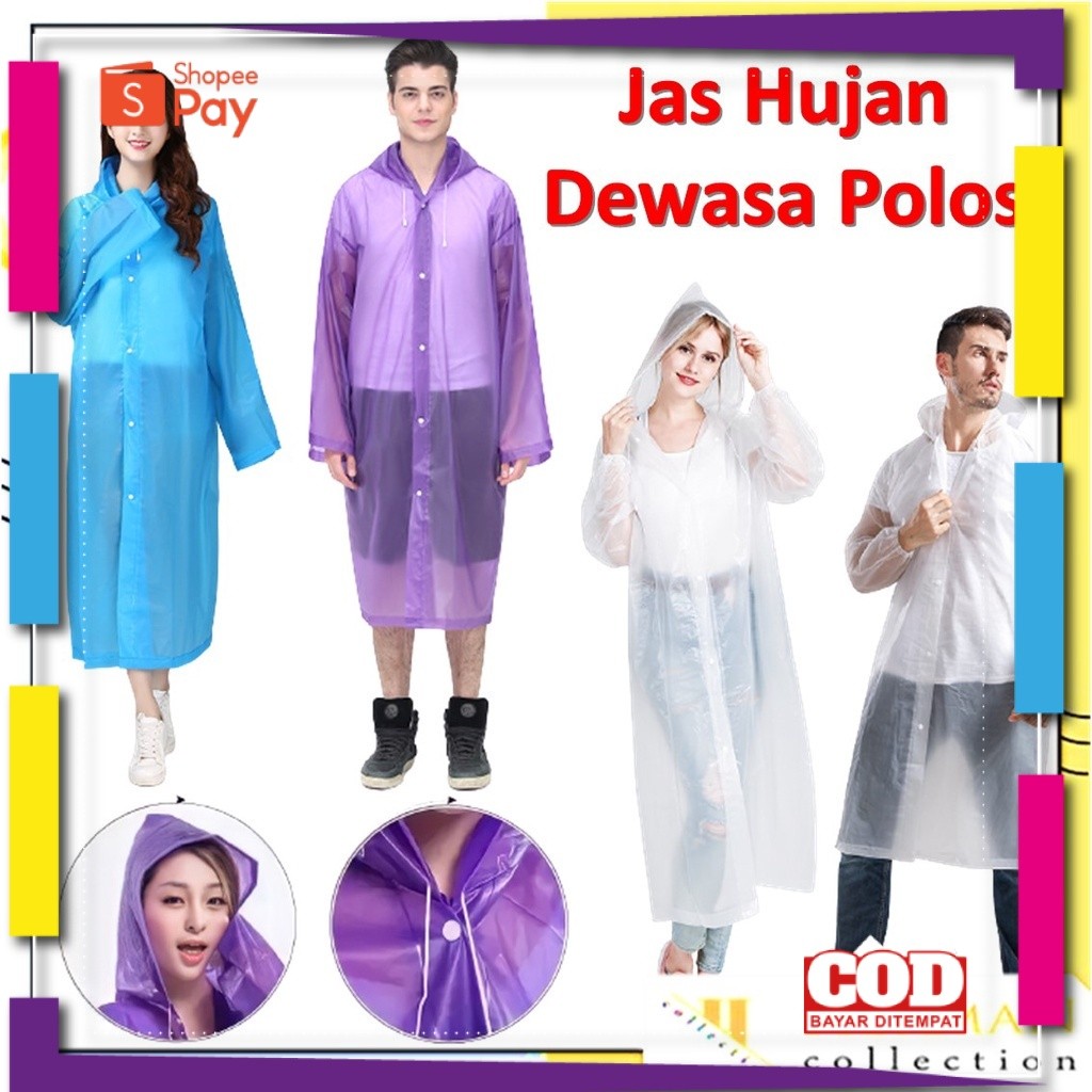 [PREMIUM BAHAN TEBAL] HC Jas Hujan Dewasa Karakter Hoodie Murah EVA RAINCOAT Lengan Polos Jas Hujan 