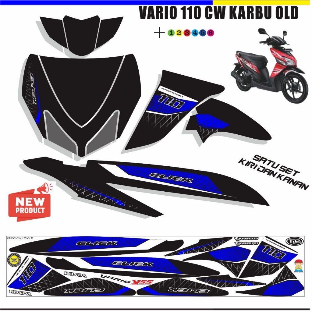 STRIPING MOTOR HONDA  VARIO 110 KARBU VARIASI STIKER VARIO CW 110 OLD / VARIO LAMA STIKER KEREN