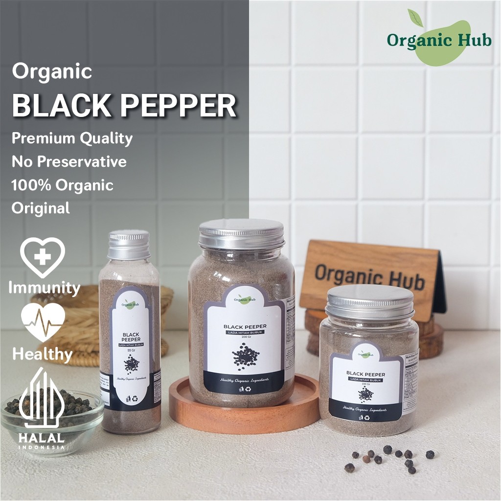 

Organic Hub Lada Hitam Bubuk Merica Bubuk Black Pepper Powder Ladaku Merica Lada Bumbu Dapur Premium