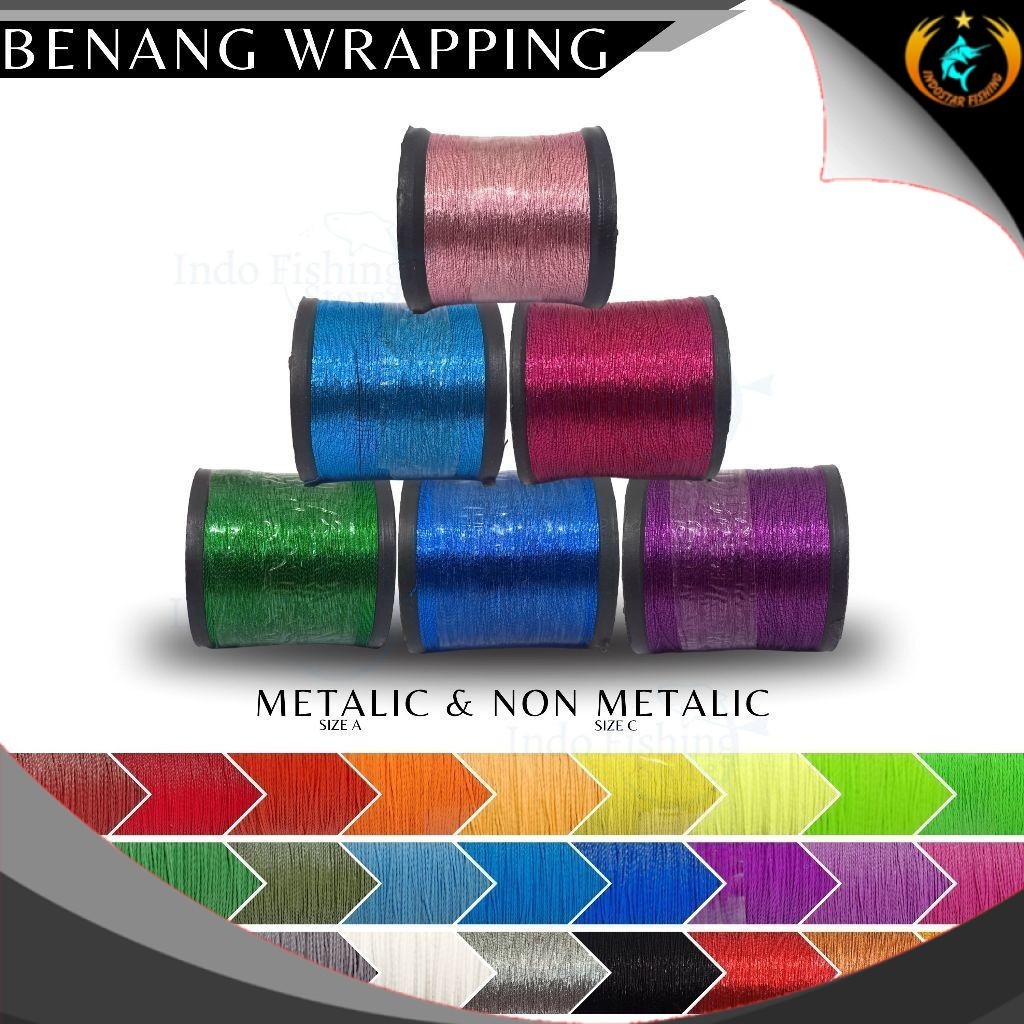 [WARNA LENGKAP] Benang Wrapping NCP Metalic Size A // Non Metalic Doff Polos Size C Untuk Wrap Kolon