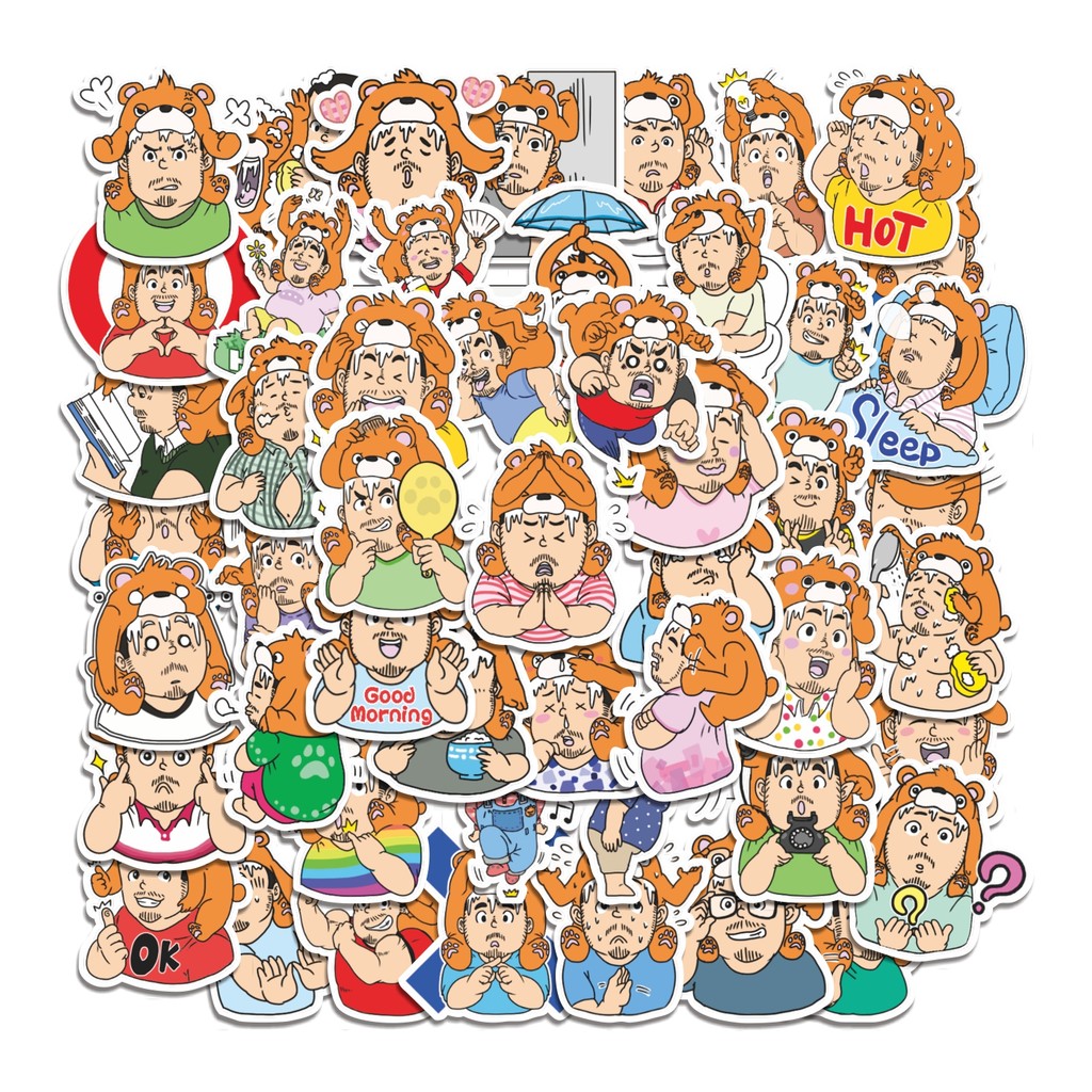 

COD 50 Pcs Stiker Orange bear and bearded man Lucu Anti Air Untuk Dekorasi Notebook Sepeda Skateboard Handphone