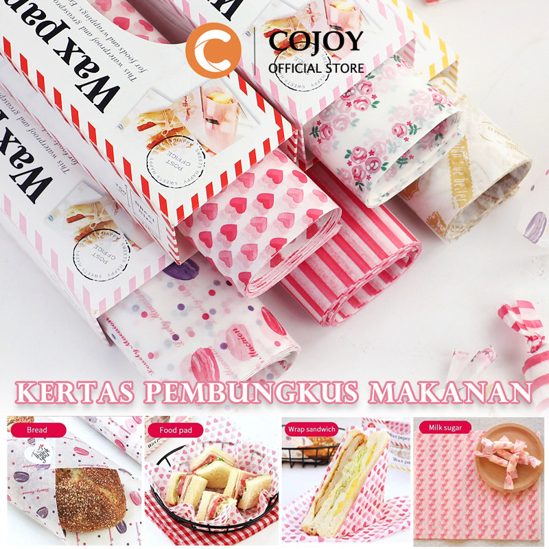 Isi 50 Lembar Alas Nasi Bento Kertas Pembungkus Makanan/Alas Kertas Bento Cake/Wax Paper Food Grade