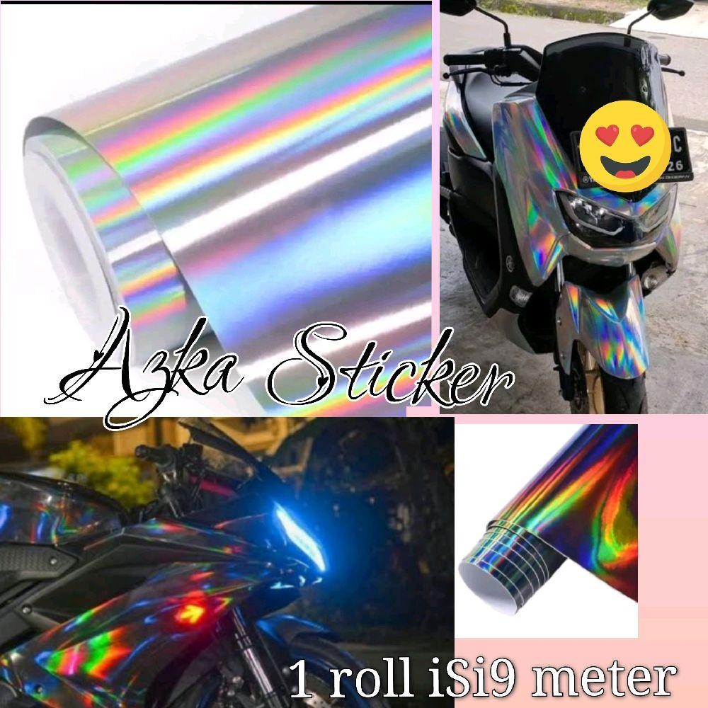 stiker skotlet motor hologram silver 1 roll setiker sekotlet hologram hitam