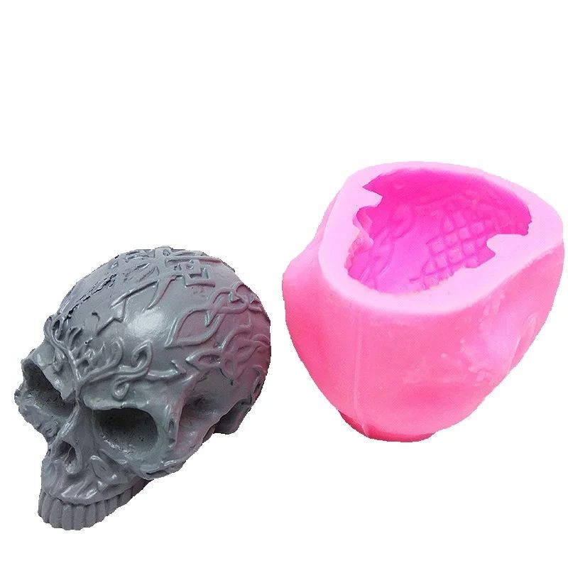 

Pattern skull silicone mold DIY handmade gypsum resin candle concrete decoration ornament crystal dropper tool