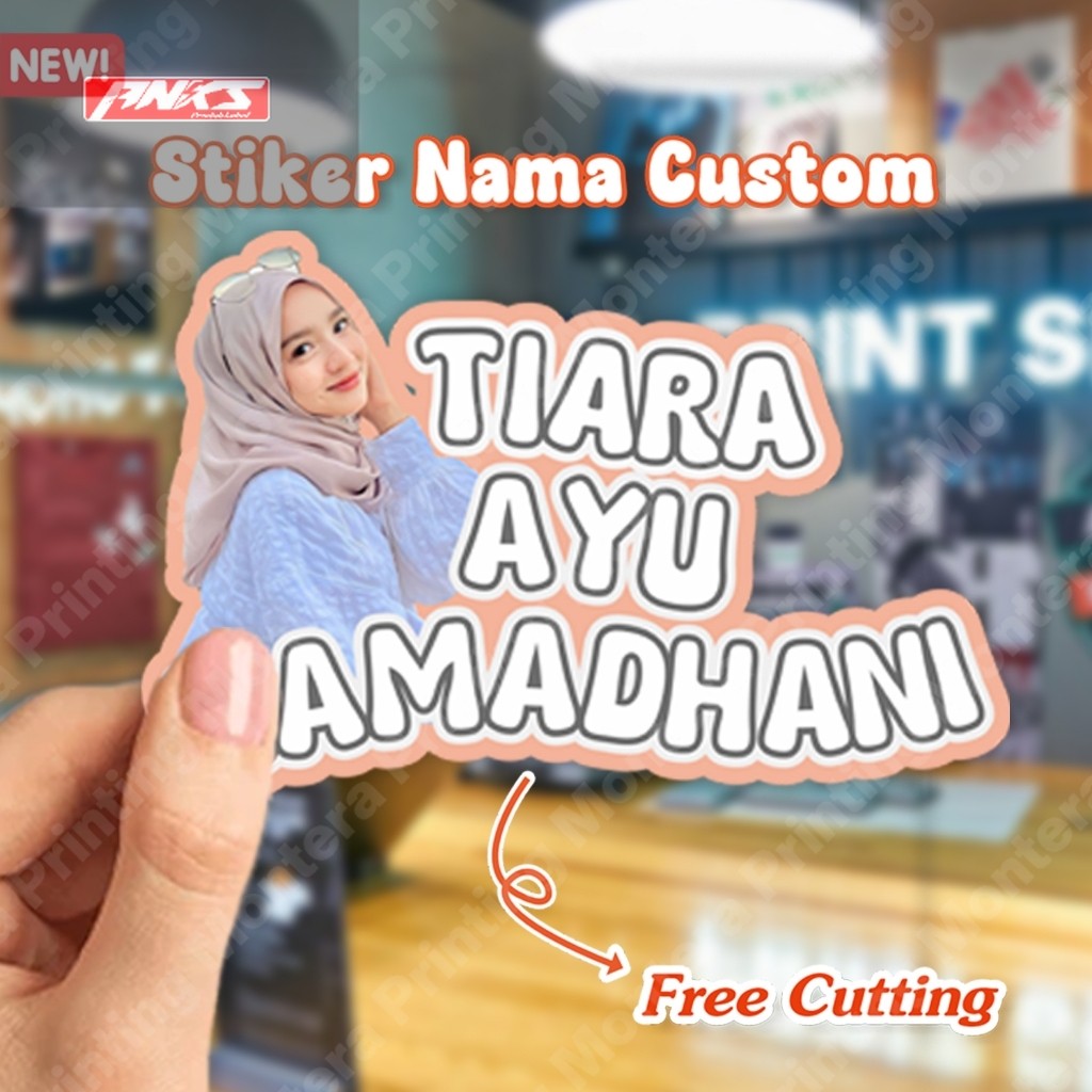 

sticker viral Stiker Tulisan Nama dan Foto Wajah Custom Tahan Air