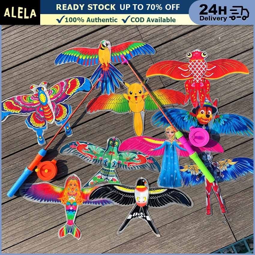 Mainan Layangan Anak Bentuk Burung / Ultraman Rod Joran Pancing Layang Layang Mini Kecil