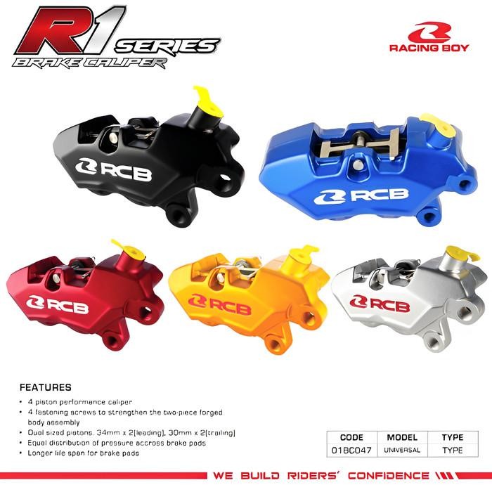 Kaliper 4 Piston RCB R1 Series Universal - Kanan, Hitam