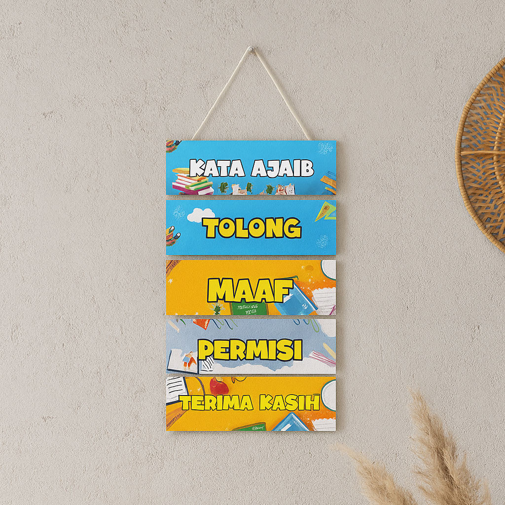 (IL) Hiasan Dinding Sekolah Motivasi Anak - Kata-Kata Bijak Kayu MDF