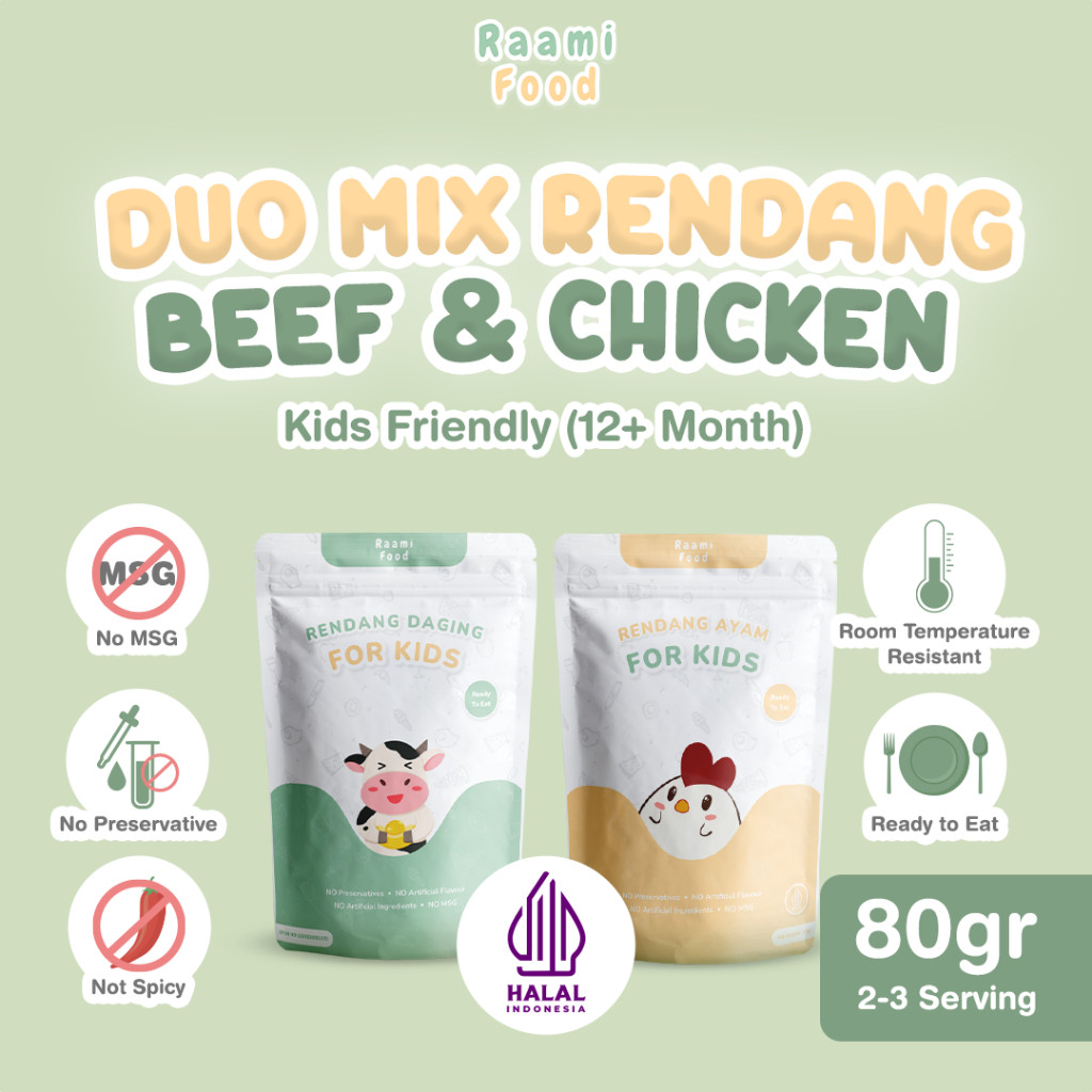 

Raami Food - Paket Berdua 1 Rendang Ayam Suwir dan 1 Rendang daging Suwir TIDAK PEDAS NO MSG