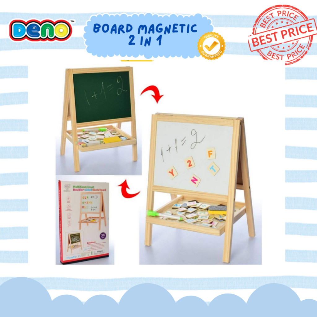 

DENO Papan Tulis Belajar Anak Board Magnetic 2 In 1 Double Sided Sketchboard