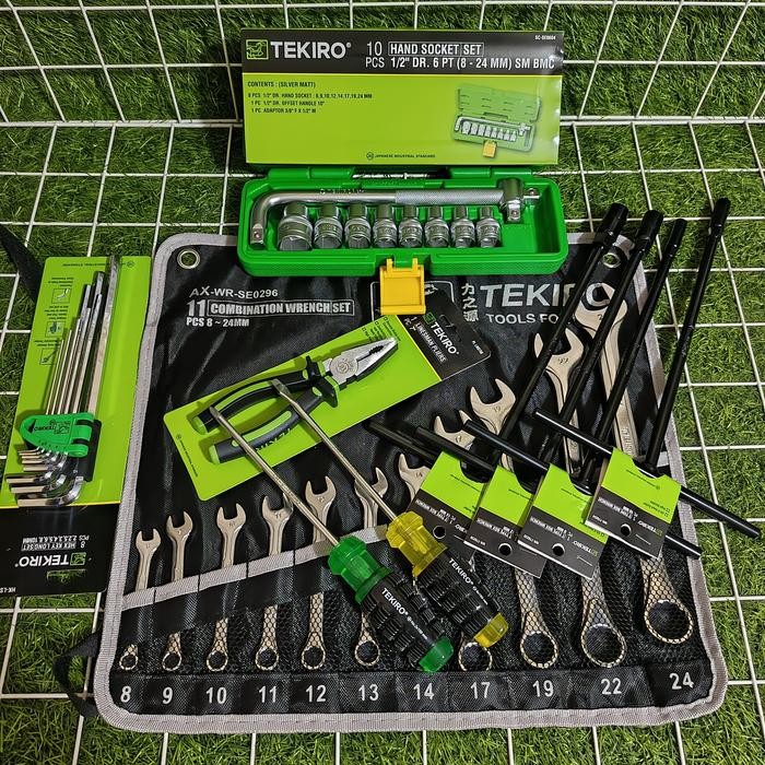 Promo 1 Paket Kunci Bengkel TEKIRO Kunci Lengkap Full Set Sok / Toolkit Set/ Alat Perkakas kunci Pas