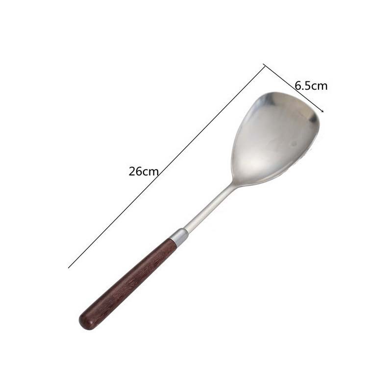 

Apligod Stainless Steel Spoon Wooden Handle Frying Shovel Thickened Household Kitchen Tool COD