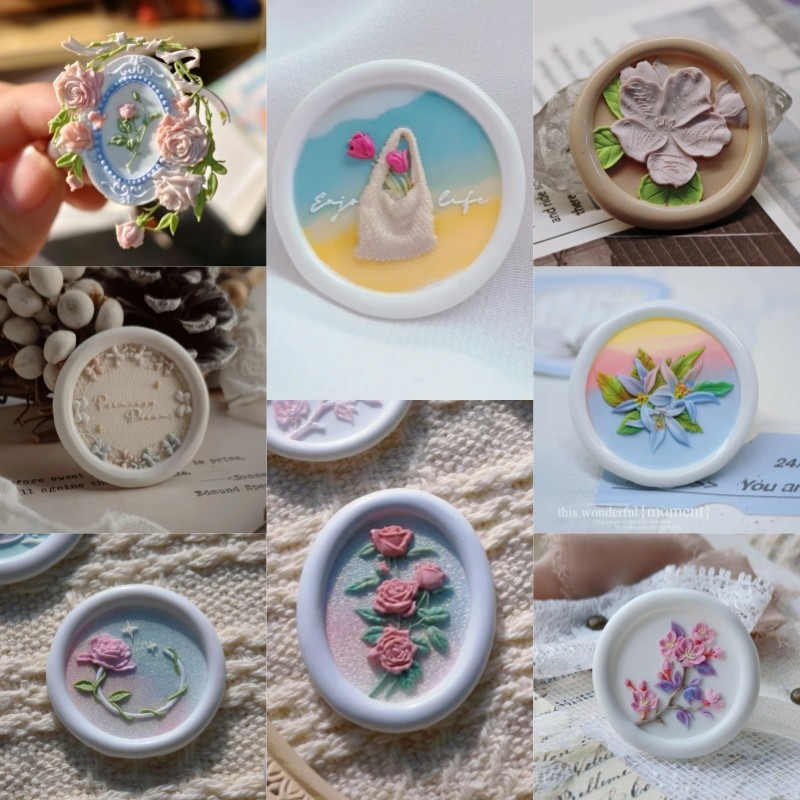 

New Stamp Head Lacquered Seal Butterfly Rose Seal Head Girl'S Heartache Multi-Layered Relief Copper Head Envelope Seal