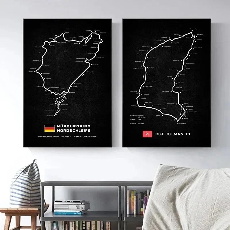 

Popular Racing Circuits Nurburgring Complete Poster Art Canvas Paintings And Print Wall Art Picture For Living Room Home Decor