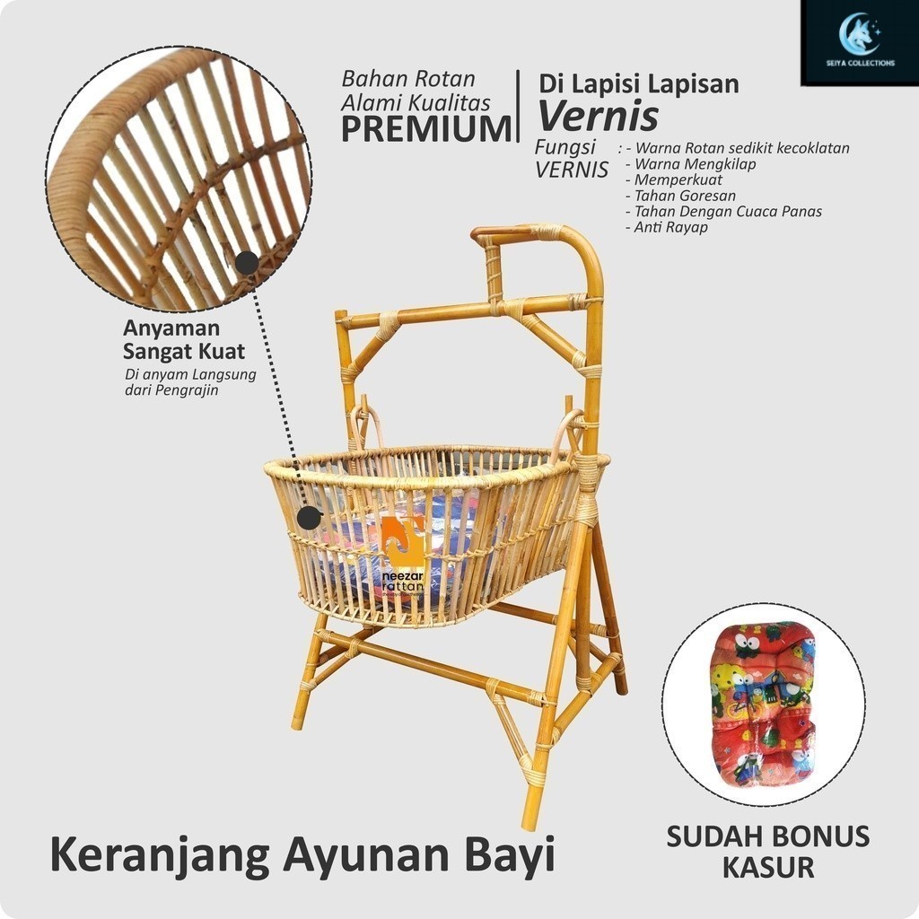 Ayunan Bayi Rotan Bisa Goyang, Ayunan Anak Baby, Ayunan minimalis untuk Tidur Bayi baru lahir