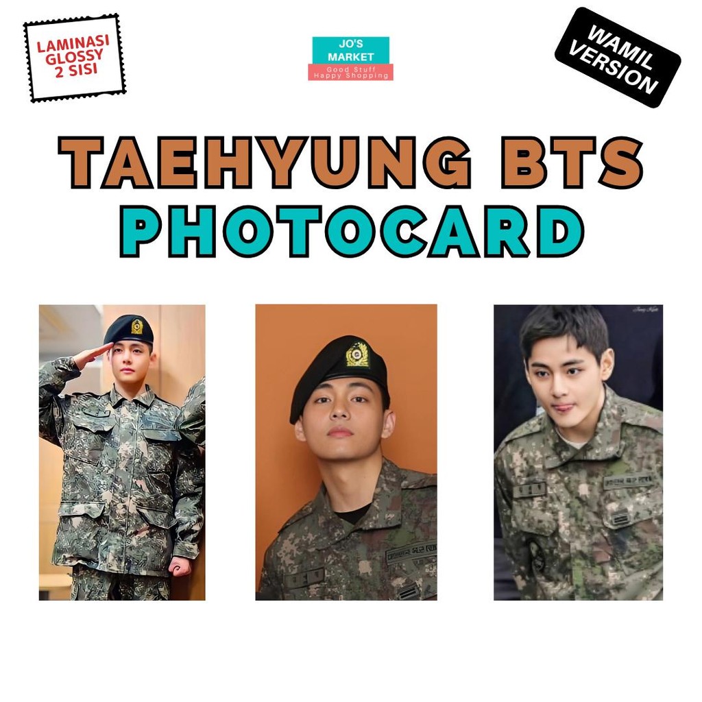 [2 SISI] Photocard V Taehyung BTS Wamil Laminasi Glossy 2 Sisi 260 Gsm Kertas Foto Tebal