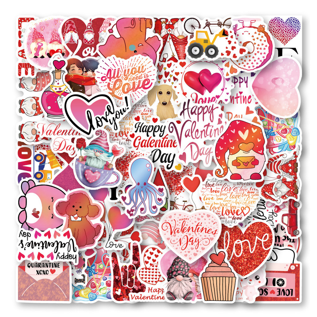 

10/30/50Pcs Valentine's Day Stickers For Suitcase Skateboard Laptop Luggage Fridge Phone Car Styling DIY Decal Pegatinas