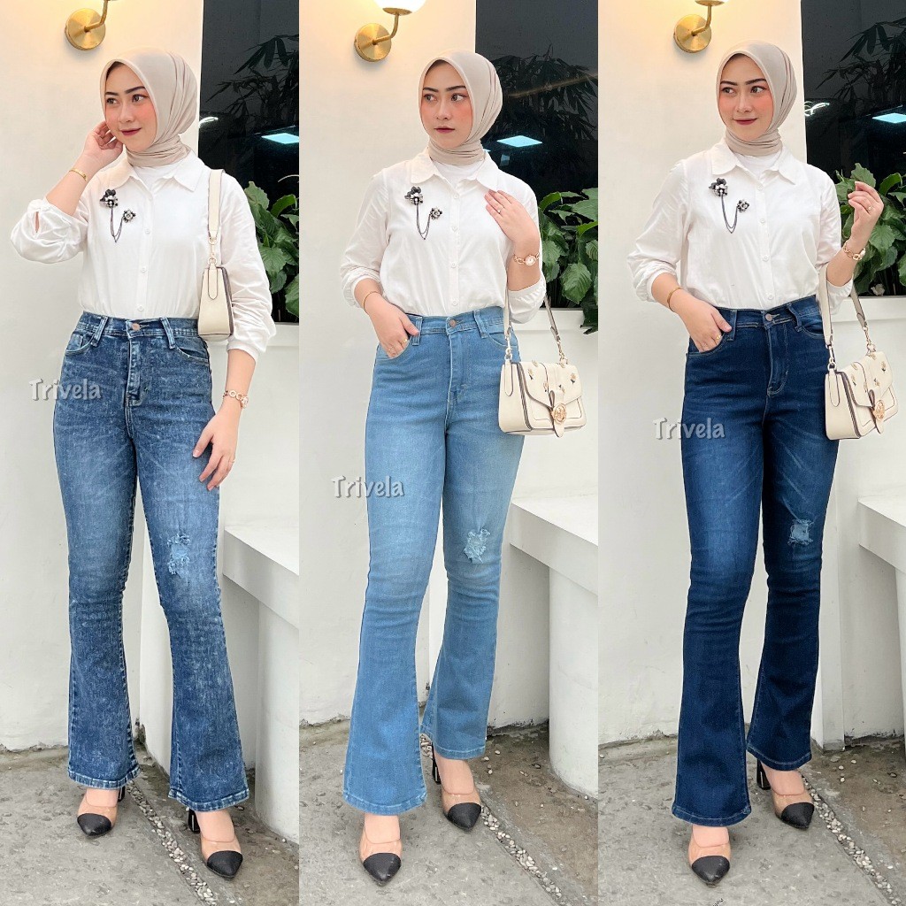 TIFIITY - CARLA LOOSE CUTBRAY JEANS WANITA SOBEK LAPIS ANTI NGATUNG