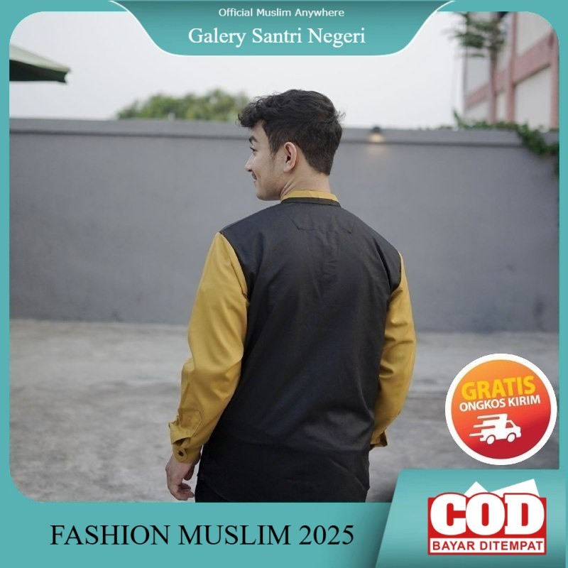 NEW Baju Koko Pria Lengan Panjang Motif Sinergi Original El Rumi