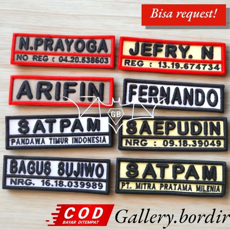 Bordir Logo TERLARIS bordir nama satpam timbul | BORDIR NAMA TIMBUL REQUESTbisa pesan satuan