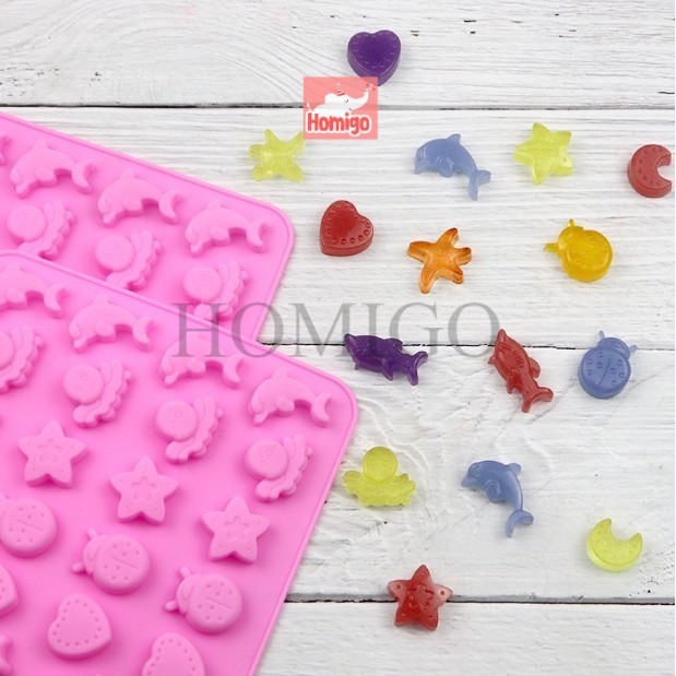 Homigo Isi 32 Cetakan Puding Kue Coklat Gummy Jelly Permen Yupi Agar Nugget Fondant Silikon Motif Oc