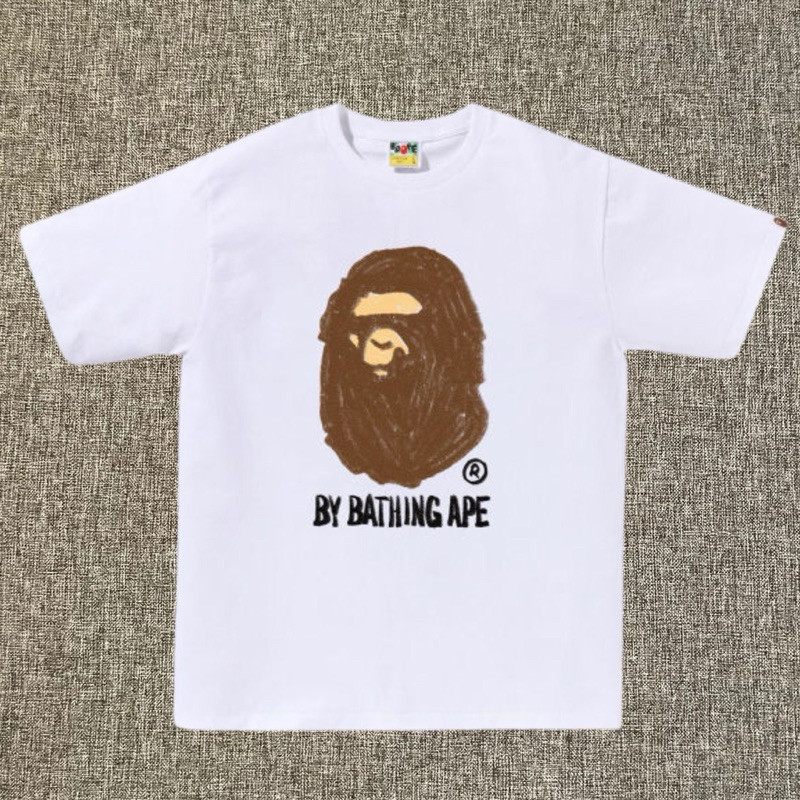 Kaos Oversize Bape Hand Draw Side Big Ape Head Tee White Original / Baju Kaos Bape Authentic
