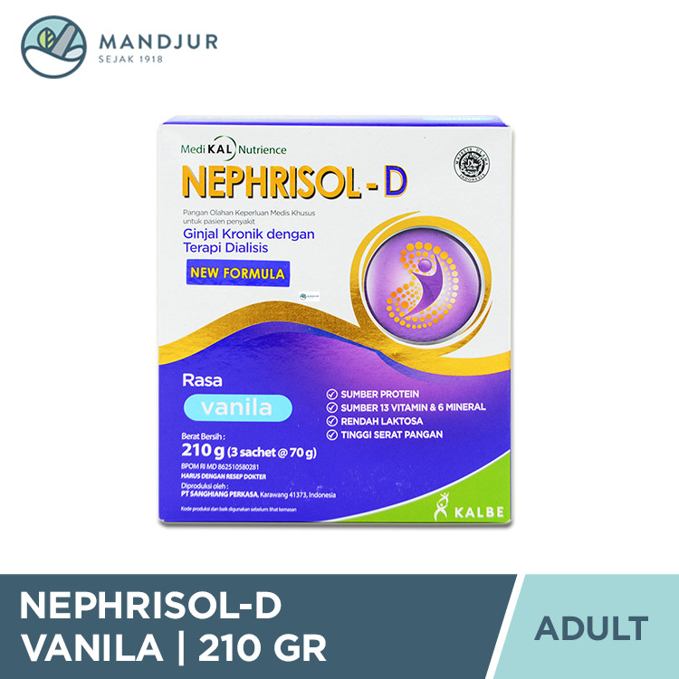 

Nephrisol D Vanila 210 Gram - Susu Tinggi Protein Khusus Pasien Ginjal Dialisis