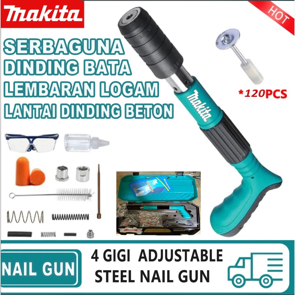 HJ89OK MAKITA Carstorm 5 Gears Manual Steel Nail Gun Fastening Gun Ramset Gun Alat Paku Tembak Rivet
