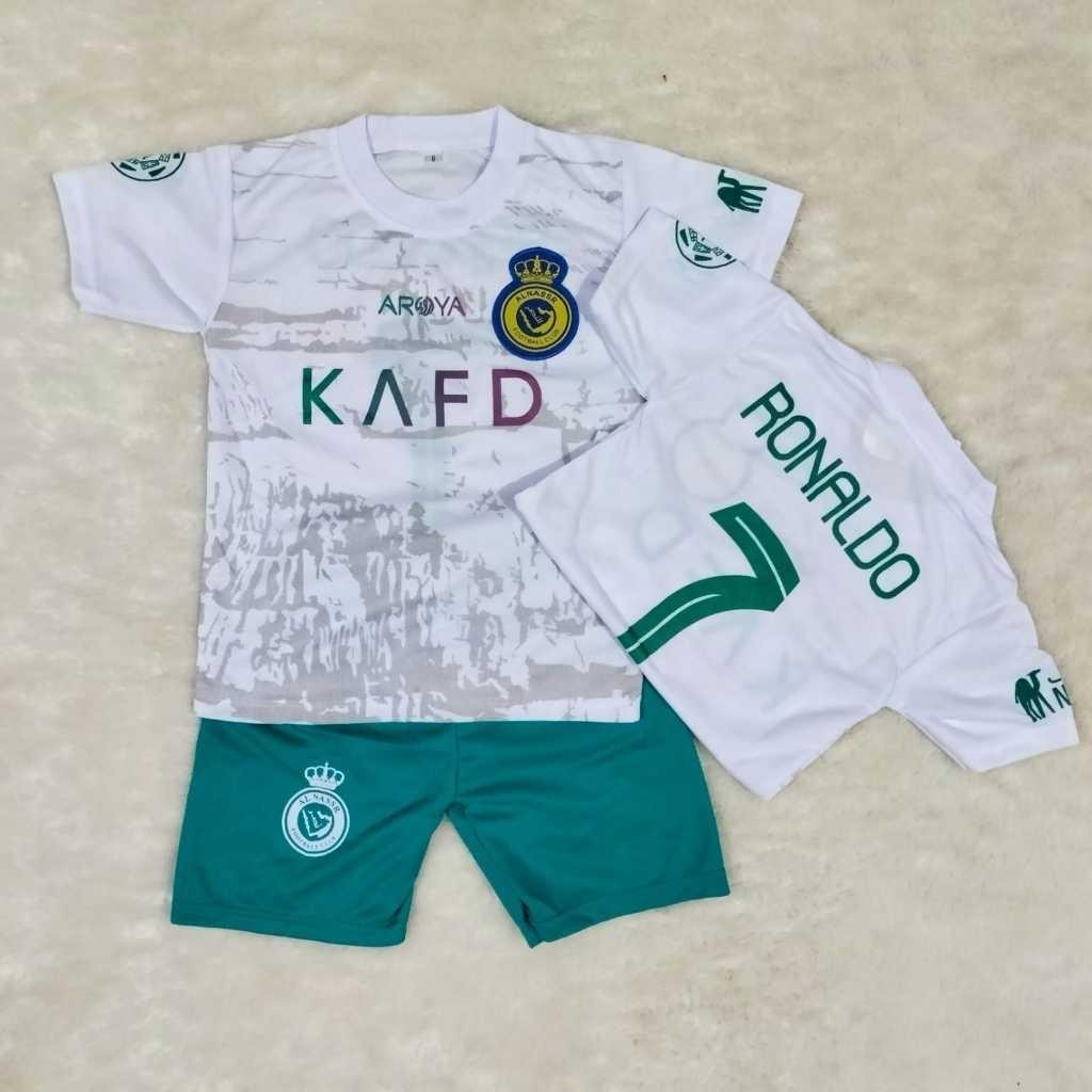 BAJU BOLA ANAK BAYI ANAK SD SMP BAJU BOLA AL NASSR PUTIH TERBARU / SETELAN BAJU BOLA RONALDO AL NASS