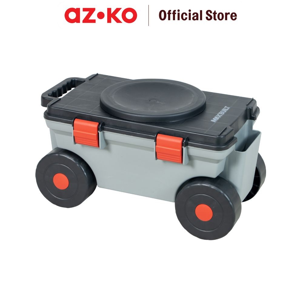 AZKO Maxbuilt Kotak Perkakas Dengan Tempat Duduk & Roda - Hitam Toolbox Tempat Peralatan Bengkel Org