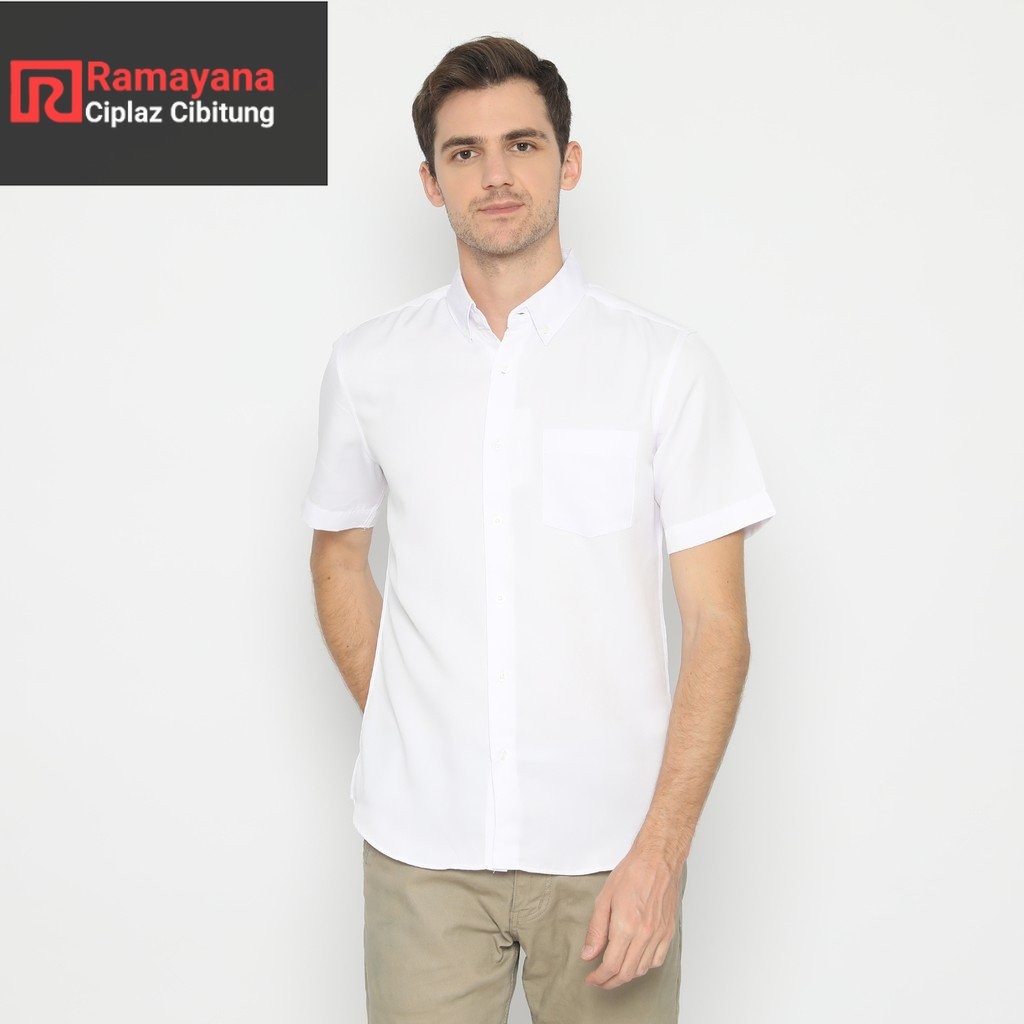 Platini Kemeja Polos Putih Pendek Polinosic 63014