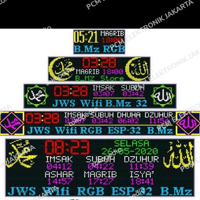 SB99 controller jws jam solat sholat wifi esp8266 untuk 2 panel rgb p5 mp3