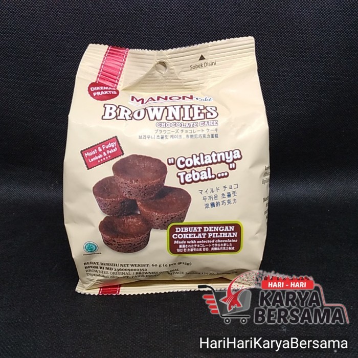 

MAKANAN RINGAN MANON CAKE BROWNIES CHOCOLATE ORIGINAL 60GR