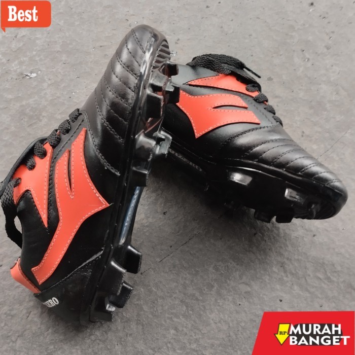 Rekomendasi sepatu anak sepatu bola anak full kulit sapi free deker - Hitam, 37