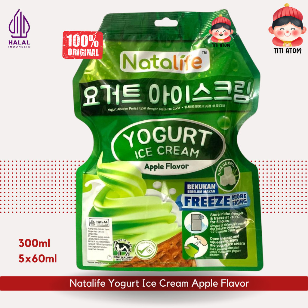 

Natalife Yogurt Ice Cream Apple Flavor Rasa Apel 300ml 5x60ml