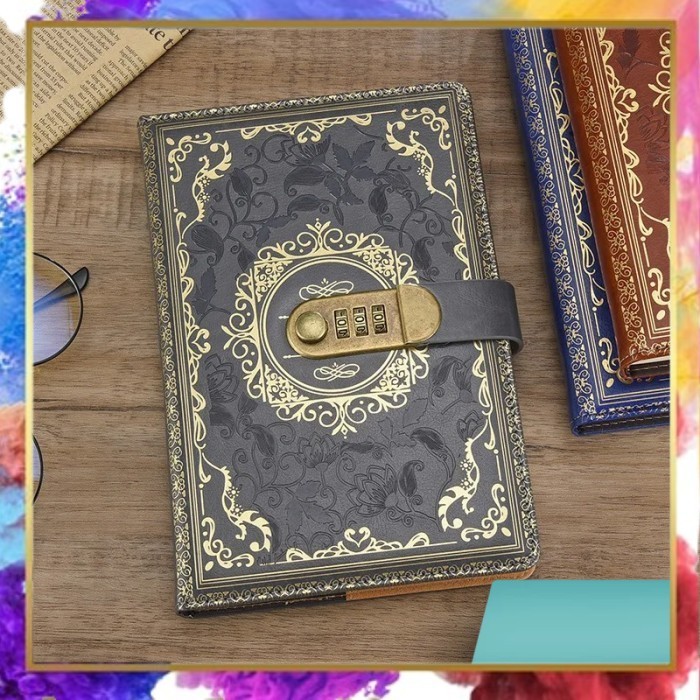

JESJELIU Buku Jurnal Leather Notebook Diary 200 Halaman with Lock - JJ-33