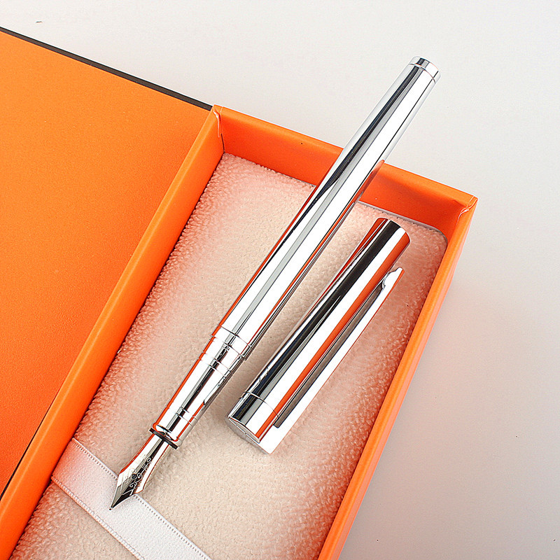 

Luxury brand Jinhao Shine Platinum Steel Stationery office school supplies Fine Hooded Nib Fountain Pen New