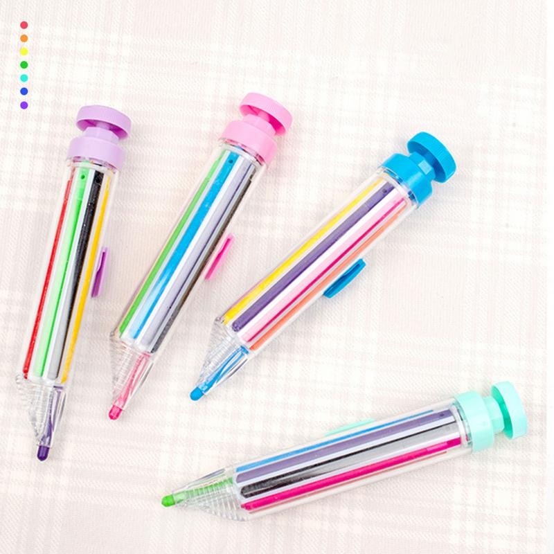 

1Pcs 8 In 1 Multicolor Crayons Creative Push Style D IY Replaceable Oil Pastel Colored Pencil For Kids Graffiti Painting Tools