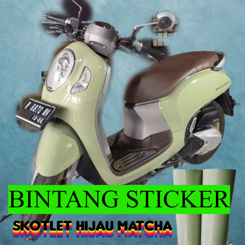 PROMO Sticker Skotlet Hijau Matcha Glossy Premium Stiker Scotlet Les Motor Hijau Macha Doff Scotlite