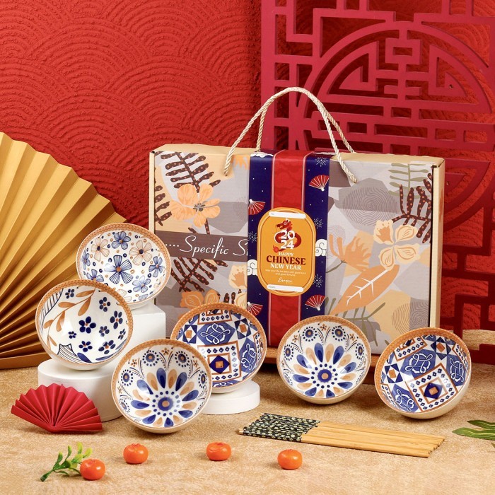 

Nami Bowl Gift Set / Hampers Kado Piring Mangkok Keramik Jepang Unik - 6 Bowls