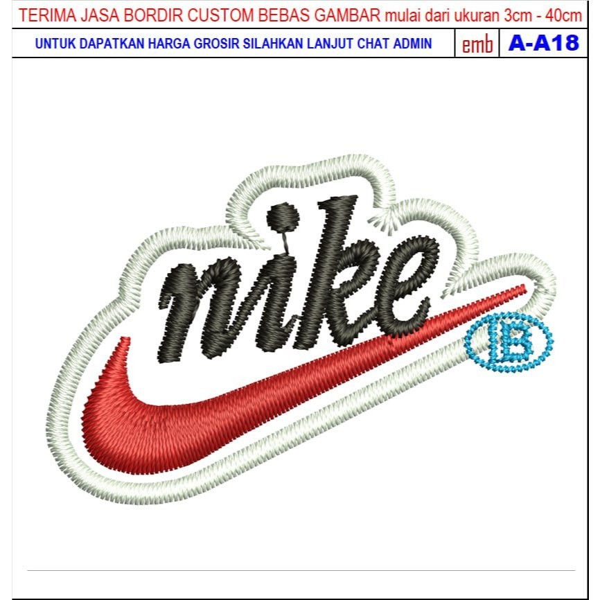 PATCH BORDIR LOGO BRAND/NIKE RED ( A-A18 ) - INOVASI PATCH TESTIMONI