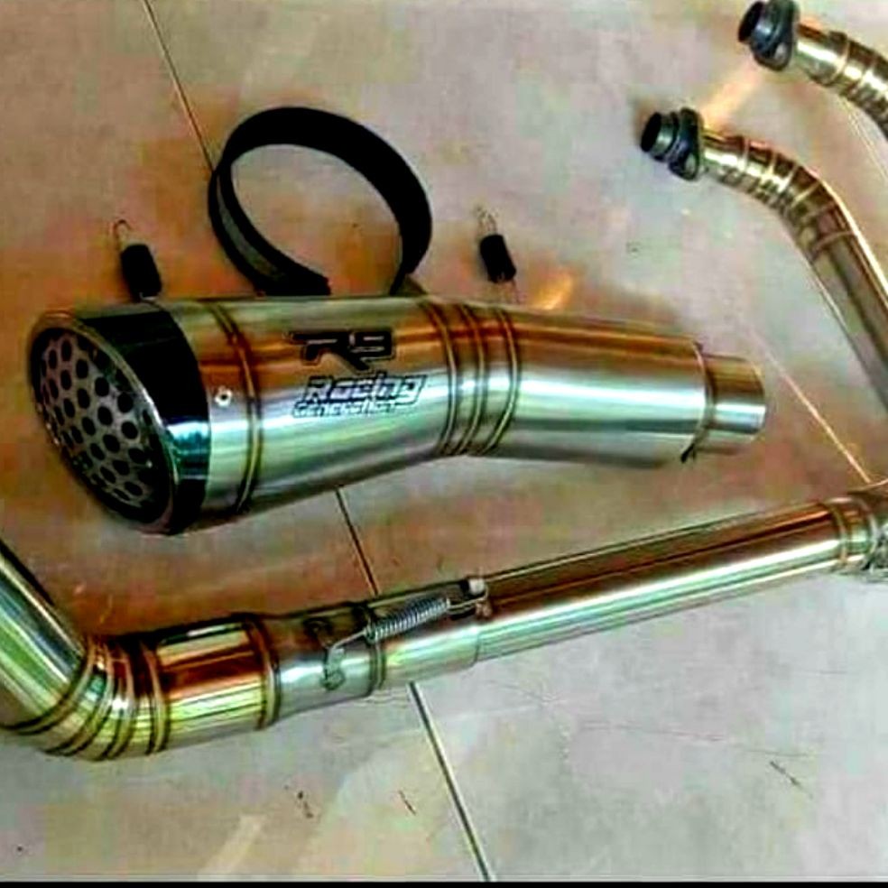 Knalpot Racing R9 H2 Titanium full cacing stainless, for Ninja 250Rr fi/ karbu, R25