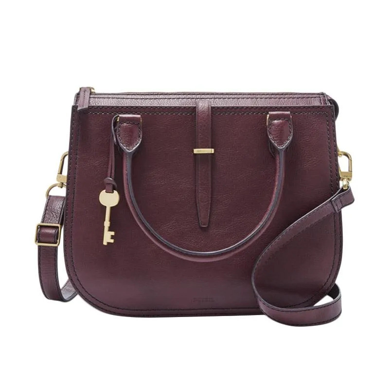Fossil Ryder Satchel Medium in Fig / Dark Maroon