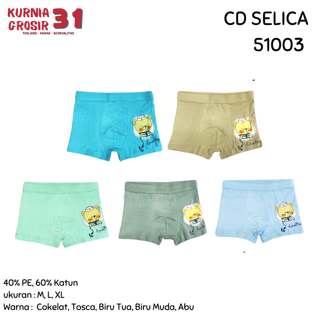 CD Anak Model BOXER Selica 51003 Polos Warna / Celana Dalam Anak