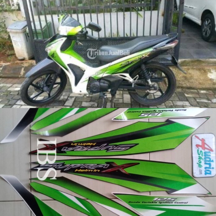 STRIPING STANDAR HONDA SUPRA X 125 HELM IN HIJAU 2011 POLET