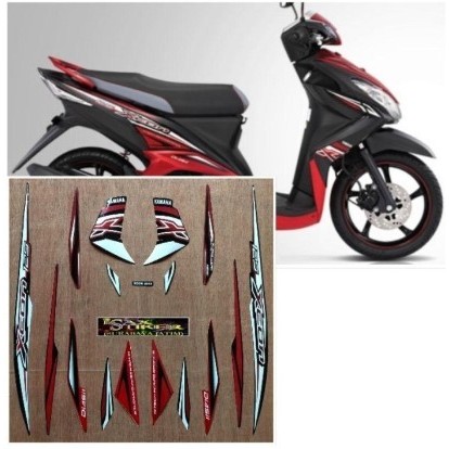 STRIPING XEON 125 HITAM MERAH 2012 STIKER LIS ORI YAMAHA POLET Stiker