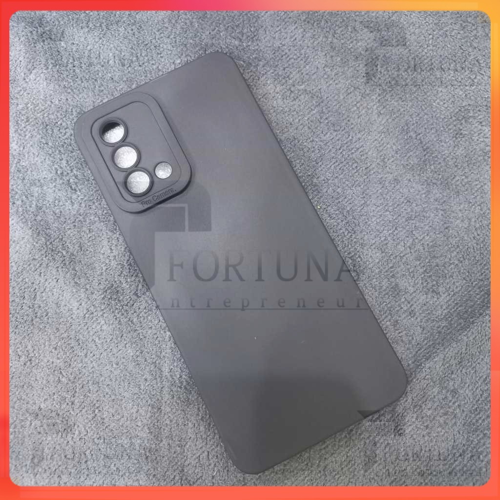 [ FORTUNA ] Black Matte Case Oppo A74 4G , Oppo A95 Softcase Hitam Polos Liquid Silicone Pro Camera
