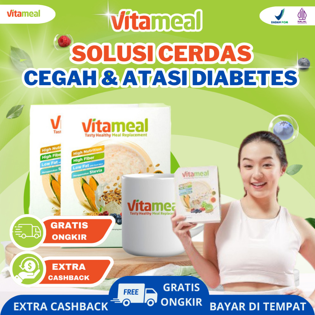 

VITAMEAL - Sereal Sehat Bantu Turunkan Gula Darah Cegah & Atasi Diabetes, Suplemen Makanan Diet